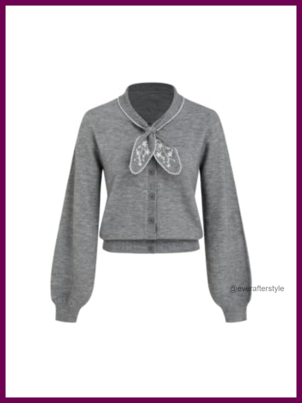 Cropped Knit Cardigan Women Knot Neck Button Front Sweater Bow Detail